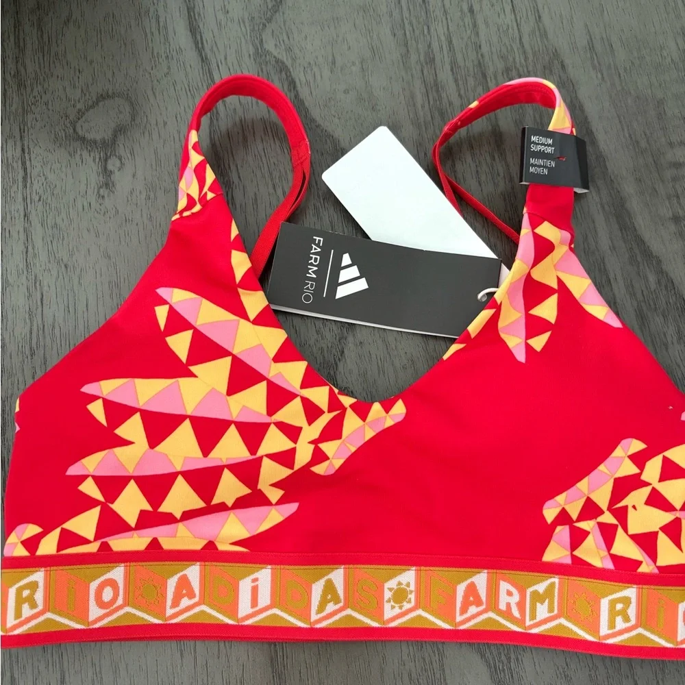NWT Adidas Farm Rio Red and Yellow Sports Bra - Picture 1 of 9